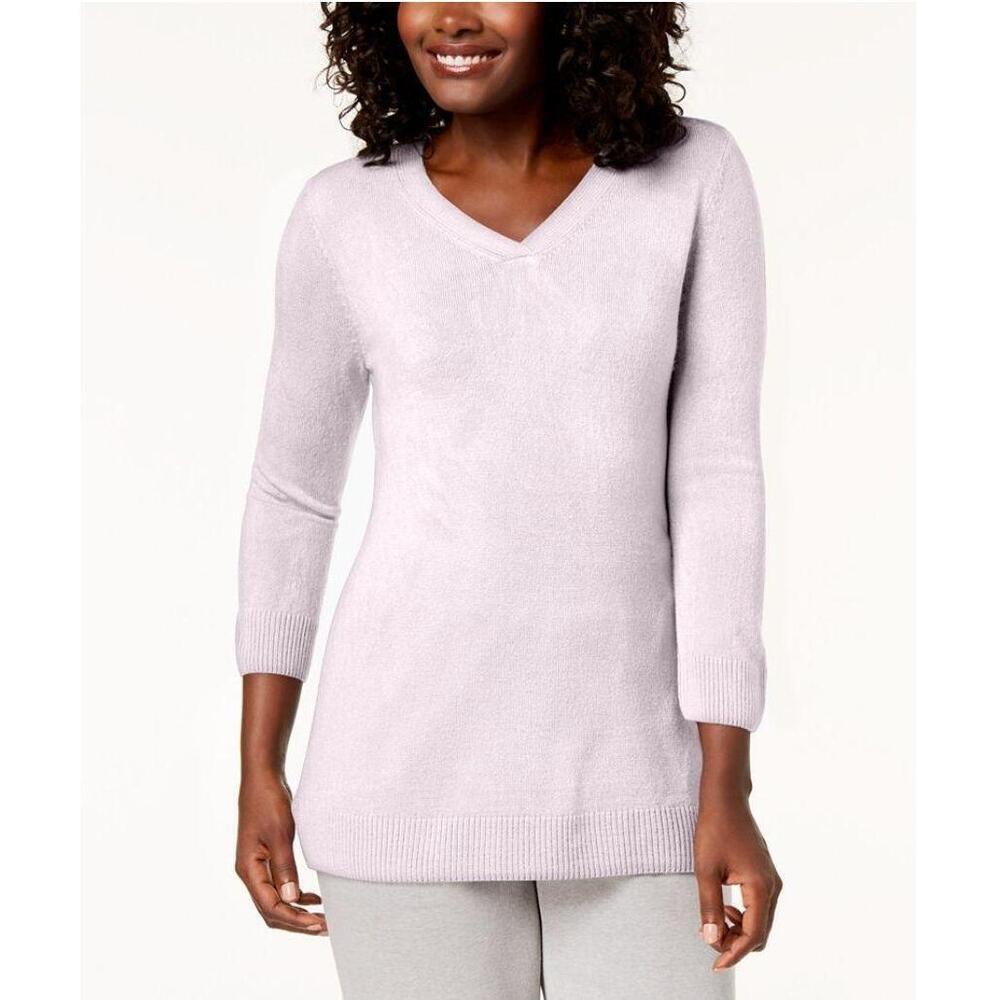 NWT Karen Scott Petite Sweater V-Neck Pink MP